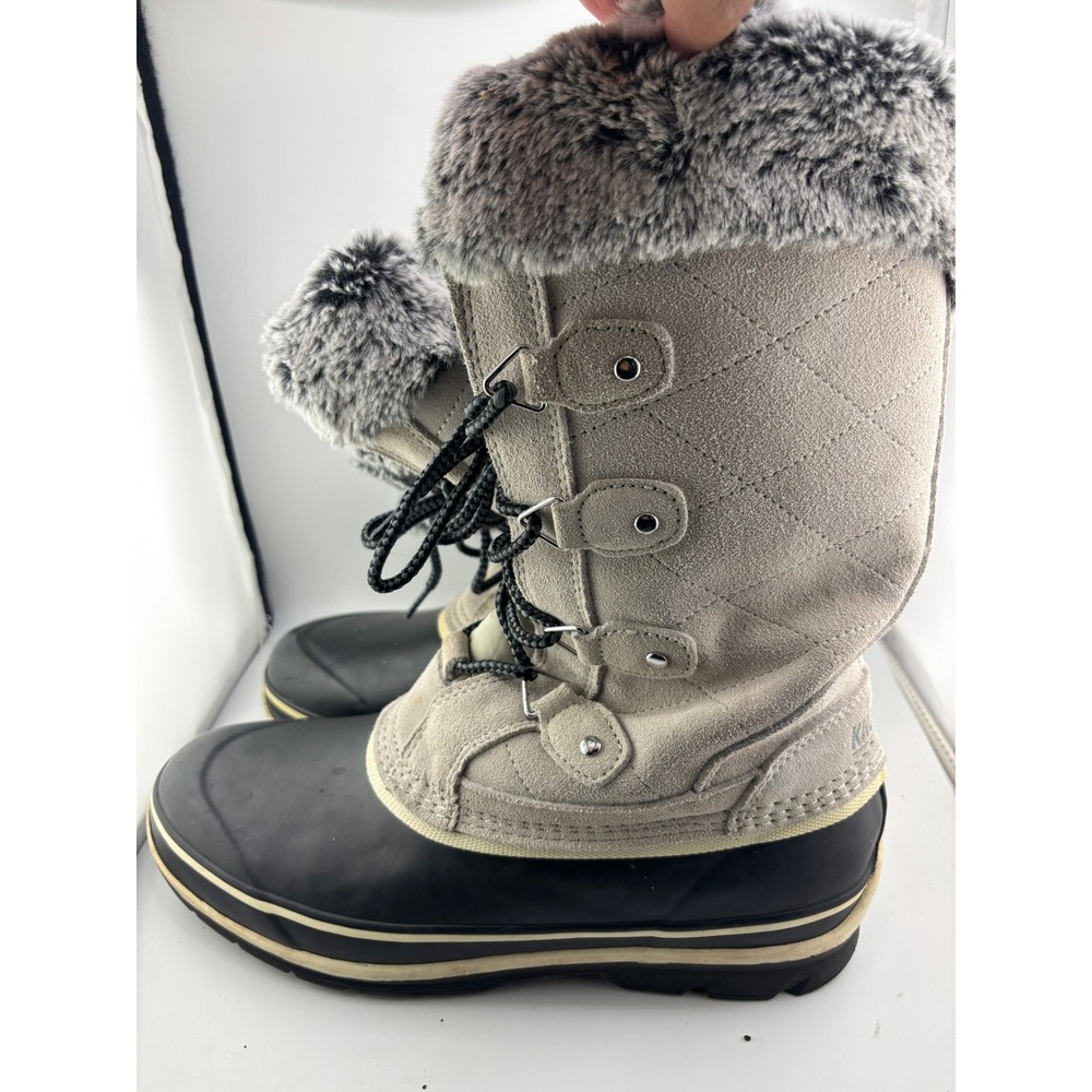 Khombu Emily Womens Grey Quilted Suede Faux Fur Winter Duck Boots Size 10M